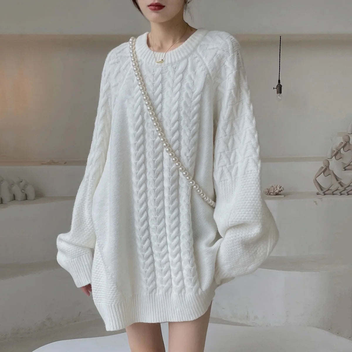 Robe Pull Ample WHITE chez ma-robe-pull.com