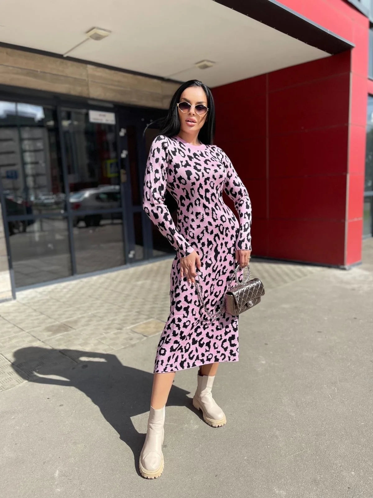 Robe Pull Leopard Rose chez ma-robe-pull.com