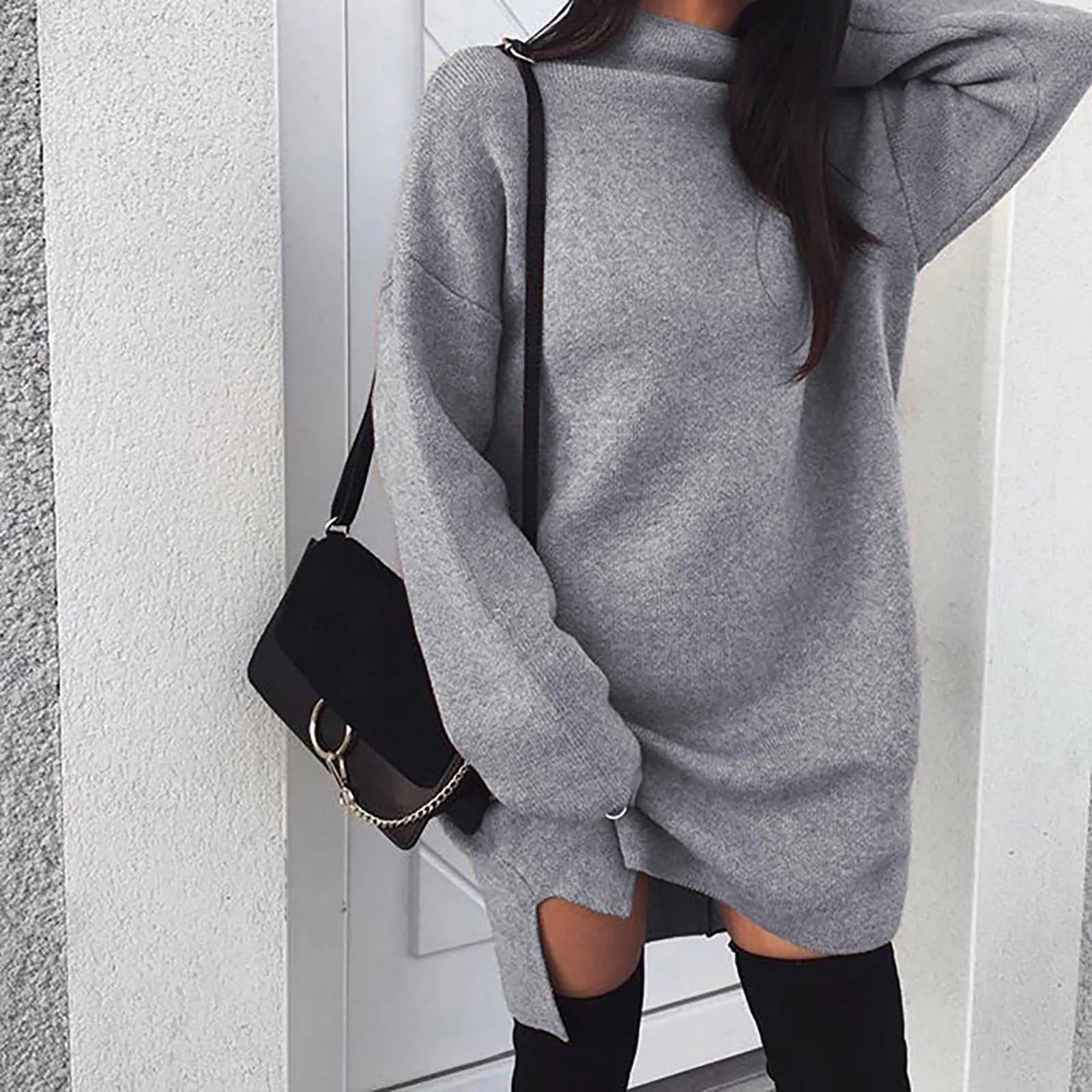Robe Pull Elegante Gray chez ma-robe-pull.com