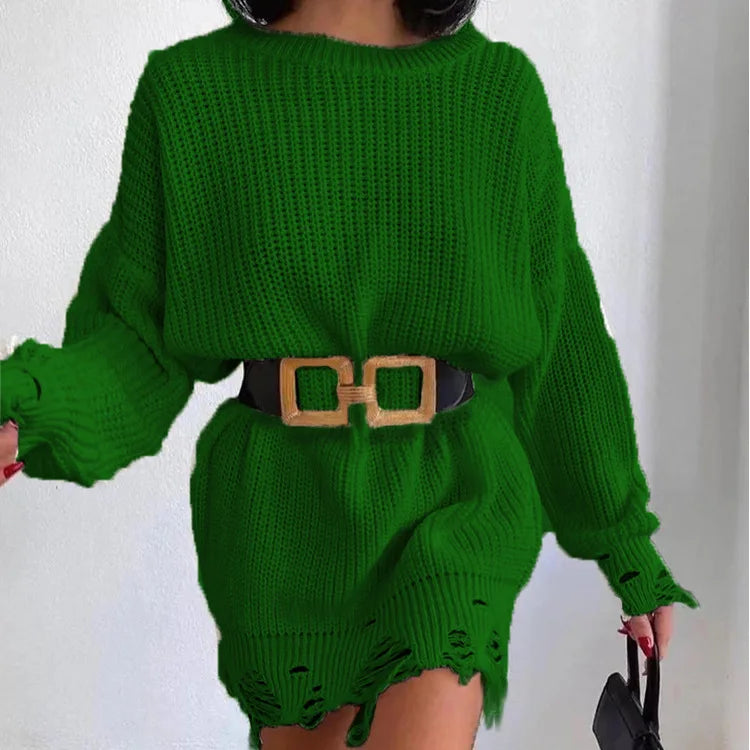 Robe Pull Ceinture green chez ma-robe-pull.com
