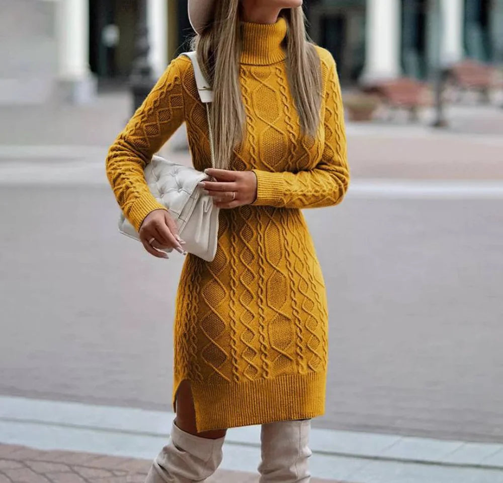 Robe Pull en Tricot Jaune chez ma-robe-pull.com