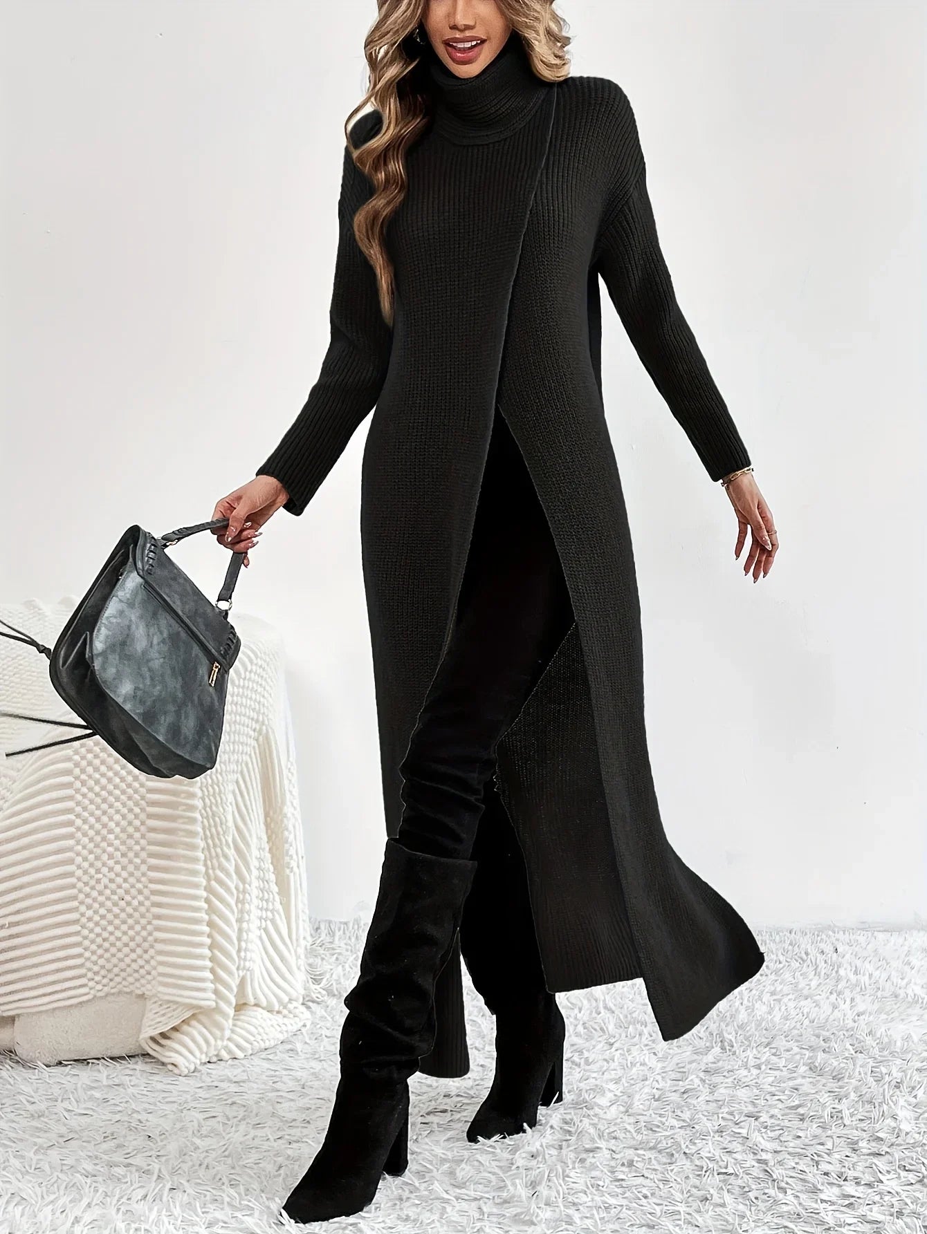 Maxi Robe Pull black chez ma-robe-pull.com