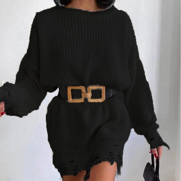 Robe Pull Ceinture black chez ma-robe-pull.com
