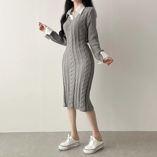 Robe Pull Grise Grey One Size chez ma-robe-pull.com