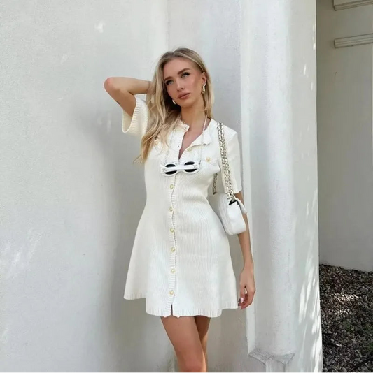 Robe Pull Manche Courte WHITE chez ma-robe-pull.com