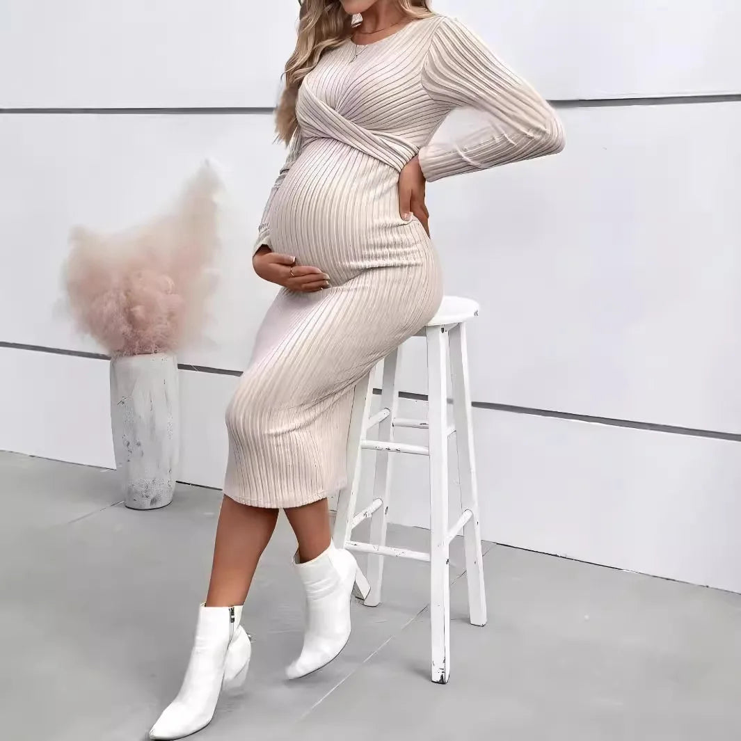 Robe Pull Grossesse Beige chez ma-robe-pull.com