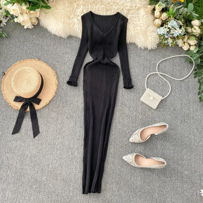 Robe Pull Col V black One Size chez ma-robe-pull.com